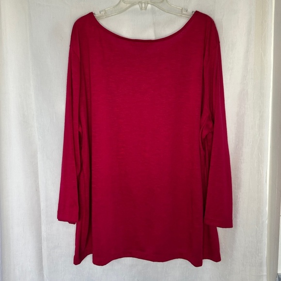 3/$20 💥 White Stag Pink Floral Burnout Print Relaxed Fit 3/4 Sleeve Blouse - Picture 3 of 17